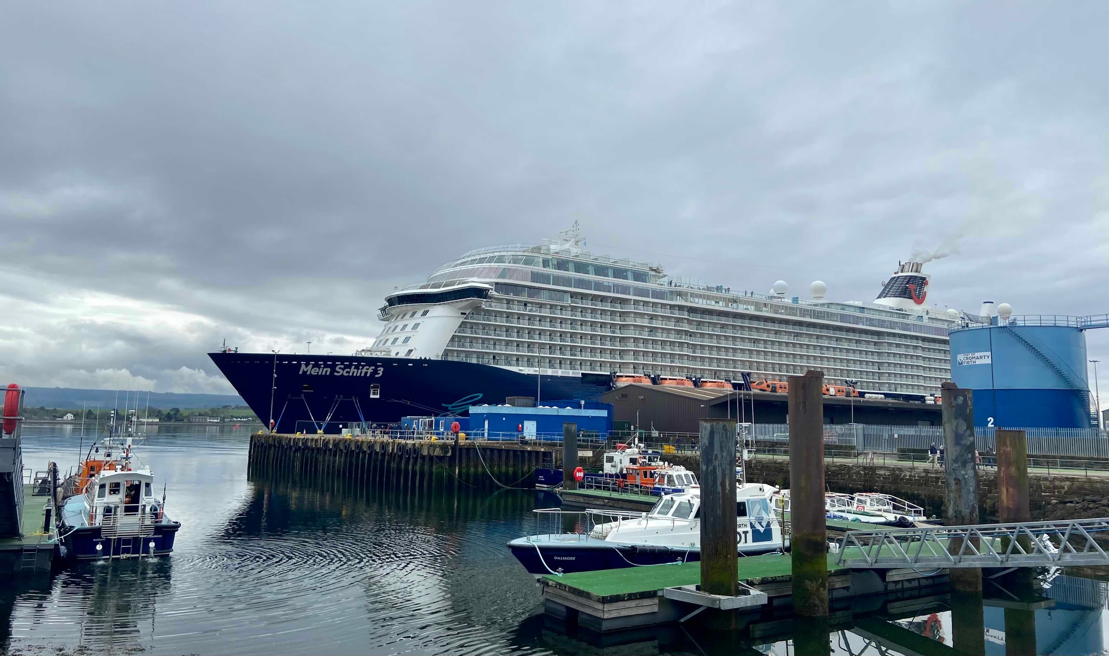 Cruise ship at Portree harbour, Isle of Skye